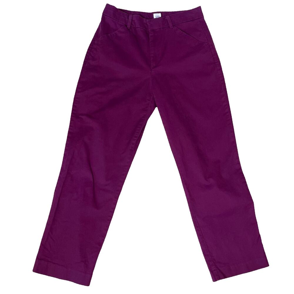 GAP Slim Ankle Khaki Pants Women’s 8 Burgundy Plum Stretch Chino Office School